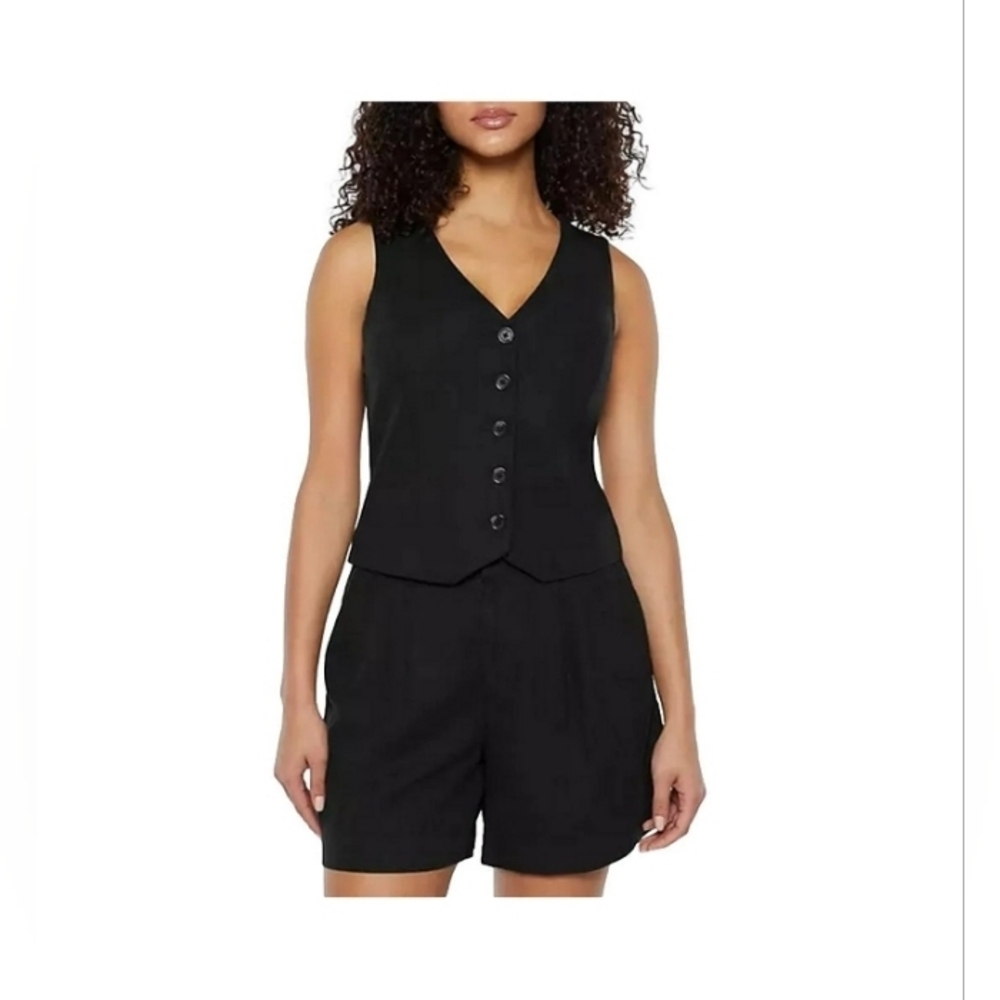 Express Women's Linen Vest And Linen Short SET Black Linen Vest